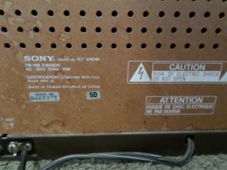 Vintage Wood Grain Sony Tabletop AM/FM Mantle Radio ICF - 9740W 4