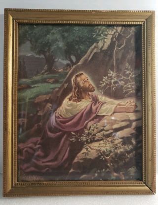 1941 Litho Jesus In Garden Of Gethsemane 8 " X 10” Warner Sallman Vintage Print