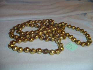 Mercury Glass Christmas Tree Garland Gold 60 " Long 1/2 " Across Beads Vintage