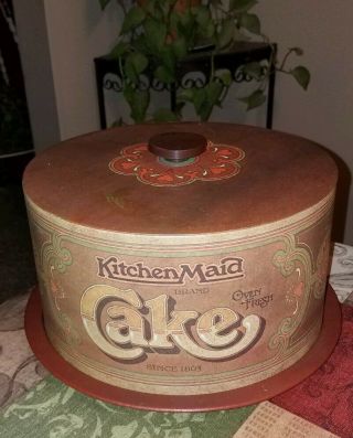 Vintage Kitchen Maid Metal 2 - Piece Cake Cover Carrier Very