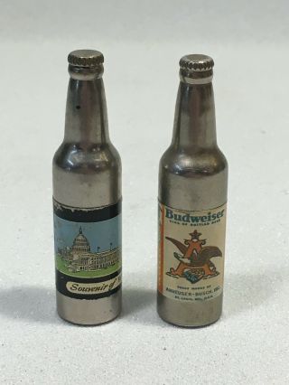 Vintage Rare Kem Co Bottle Lighters " Budweiser " & " Souvenir Of Washington Dc "