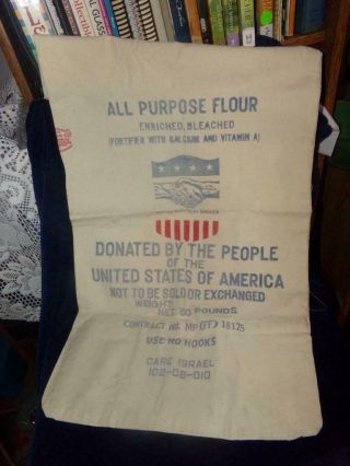 Vintage Flour Sack/ Bag - Donated By Usa - To Care Israel 50