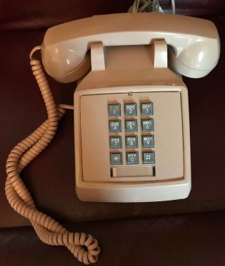 Vintage Tan Premier Desk Telephone Push Button