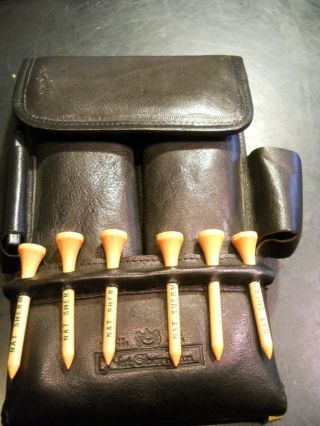 Nat Sherman Black Leather Cigar Case For Golf With Tees Golfing Cigar Pouch