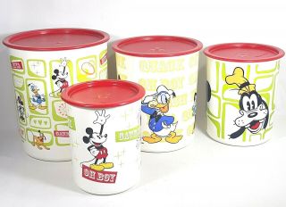 Disney Mickey Mouse And Friends 4 Piece Tupperware Set With Lids Large To Small