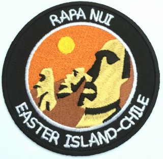 Moai Rapa Nui Easter Island Patch (3.  5 Inch) Iron On Badge Chile Trek Applique