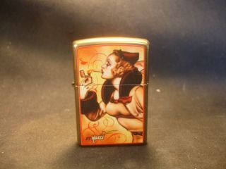2009 Zippo Cigarette Lighter By Mazzi Pin - Up Woman Lady Smoking Bradford Pa Usa