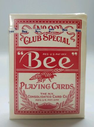 Vintage Red Bee Playing Cards N.  Y.  Consolidated Card Co 1cent Tax Stamp 3