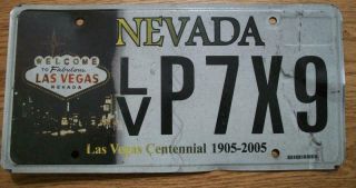 Single Nevada License Plate - 2005 - Lv P7x9 - Las Vegas Centennial