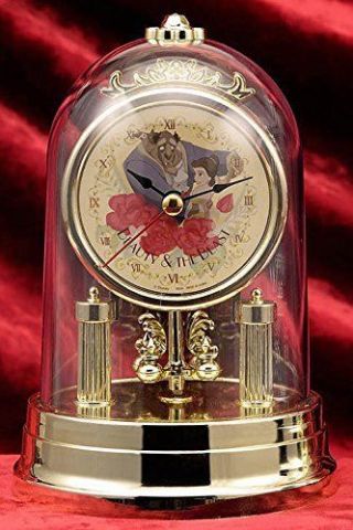 Disney Beauty And The Beast Princess Premium Swing Dome Clock Gold Bell Japan