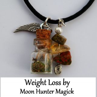 Weight Loss Spell Charm Bottle Necklace© Weight Talisman Amulet Ritual Supply