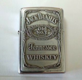 Zippo Jack Daniels Old 7 Tn Whiskey Lighter Iob Pewter & Ststeel Fundraiser