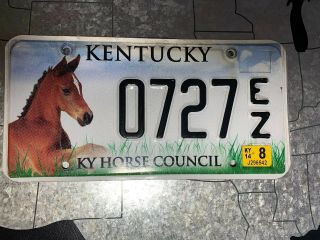 Kentucky (ky) Horse Council Horse Racing Derby License Plate “0727ez”