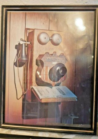 Four Framed Color Photographs of Antique Wooden Wall Telephones - Neat - O 4