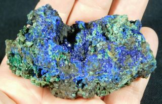 A 100 Natural Deep Blue Azurite Crystal Cluster With Malachite 160gr E