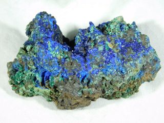 A 100 Natural Deep Blue AZURITE Crystal Cluster With Malachite 160gr e 2