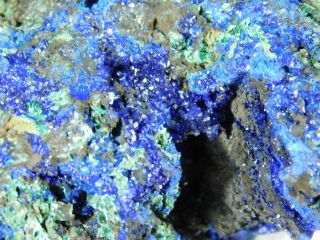 A 100 Natural Deep Blue AZURITE Crystal Cluster With Malachite 160gr e 3