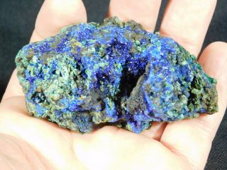 A 100 Natural Deep Blue AZURITE Crystal Cluster With Malachite 160gr e 4