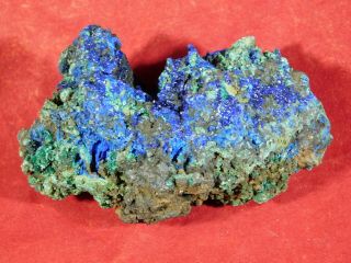 A 100 Natural Deep Blue AZURITE Crystal Cluster With Malachite 160gr e 5