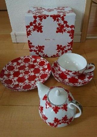 Disney Franc Franc Mickey Mouse Tea Set Pot & Cup & Cake Dish Red