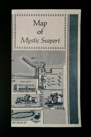 Vintage 1960s Mystic Seaport Connecticut Map Brochure