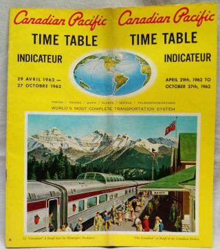 Canadian Pacific Railroad Train Public Timetable Brochure Guide 1962 Vintage