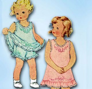 1930s Vintage Mccall Sewing Pattern 499 Baby Girls Slip & Panties Sz 4