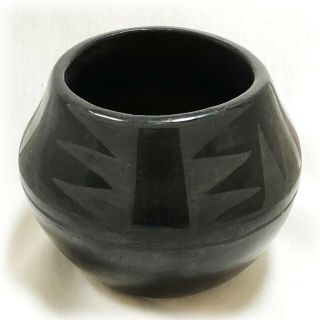 Unsigned Maria Martinez San Ildefonso Pot,  1918 - 1923,  4 " Black Pottery