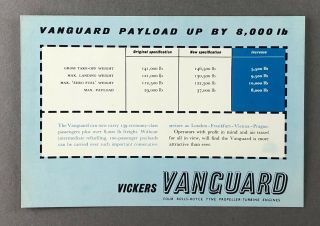 Vickers Vanguard Vintage Airline Postcard Manufacturer Issue