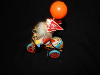 Vintage Christmas Santa Claus On Tricycle Wind - Up Toy - Made In Japan.