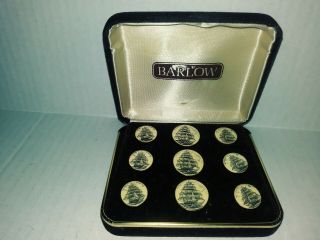 Vintage Set Of 9 Barlow " Clipper Ship Buttons