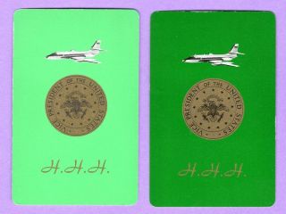 2 Single Swap Playing Cards Airplane Vice President Hubert Humphrey Vintage