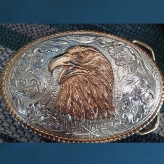 AMERICAN HERITAGE Gold and Silver Plated Matching Eagle Belt Buckle And Bolo 4
