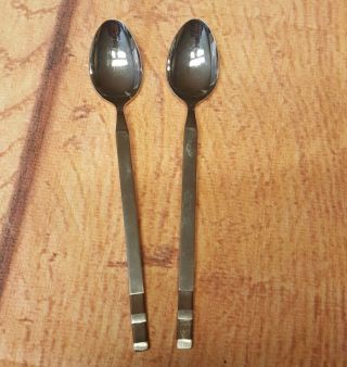 Stanley Roberts Stainless Steel And Faux Wood Tasting Spoon Stir Spoon Mcm (2)