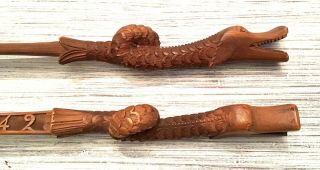 Carved Wooden Dragon Swiss Nordic Primitive Style Spoon & Fork “rigi” “1842”