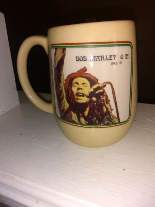 Vintage 1981 HTF Bob Marley left handed coffee mug from Jamaica 1980 ' s VTG Rare 2