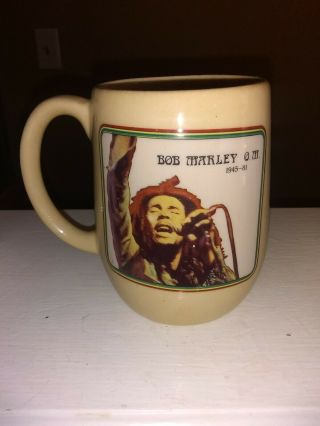 Vintage 1981 HTF Bob Marley left handed coffee mug from Jamaica 1980 ' s VTG Rare 6