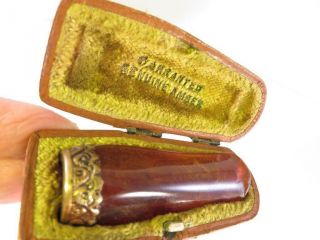 Antique Amber Cigar Holder In Fitted Leather Box