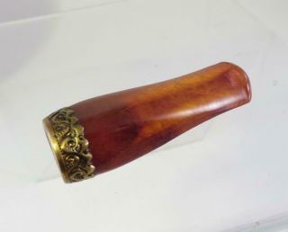ANTIQUE AMBER CIGAR HOLDER IN FITTED LEATHER BOX 3
