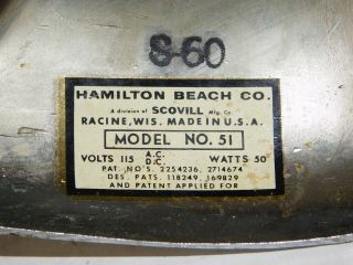 Vtg 1950’s Hamilton Beach 51 Chrome Mid Century Modern Milkshake Drink Mixer MCM 4