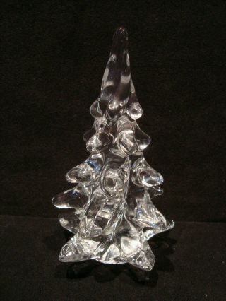 Vintage Art Glass Crystal Clear Twisted Christmas Tree 5 - 3/4 " Tall