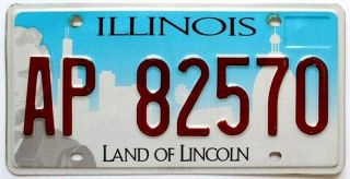 Illinois Abraham Lincoln Chicago City Skyline License Plate,  Ap 82570