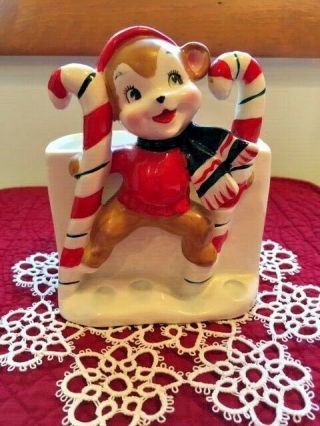 Relpo Samson Import Co Japan 1958 Christmas Ceramic Mouse Planter 414a