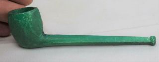 Vintage Antique Green Colored Clay Smoking Pipe Made In Germany