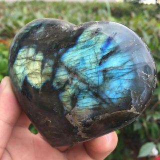 356g Natural Heart - Shaped Labradorite Quartz Crystal Energy Healing Flh62