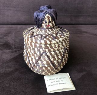 Koasati Coushatta Native American Coiled Longleaf Pine Needle Basket Figural