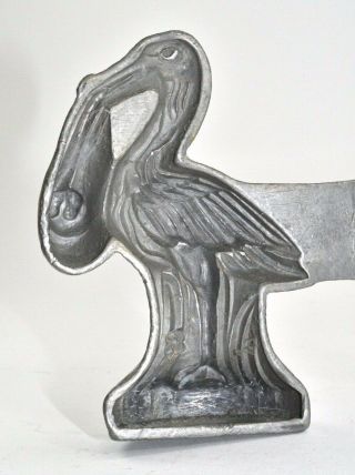 Vintage Pewter E & Co.  & S&c Chocolate Ice Cream Mold Stork Baby Early 1900s