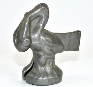 Vintage Pewter E & Co.  & S&C Chocolate Ice Cream Mold Stork Baby early 1900s 2