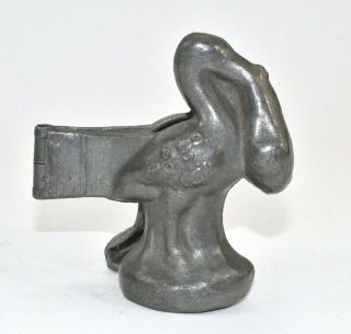 Vintage Pewter E & Co.  & S&C Chocolate Ice Cream Mold Stork Baby early 1900s 4