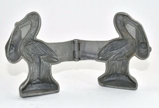 Vintage Pewter E & Co.  & S&C Chocolate Ice Cream Mold Stork Baby early 1900s 6